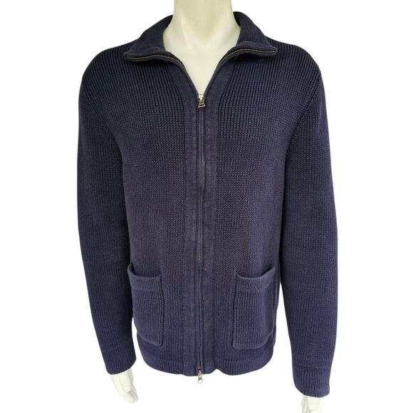Banana Republic Men’s Heavyweight Full Zip Cotton Sweater Jacket Navy XL - Picture 1 of 10